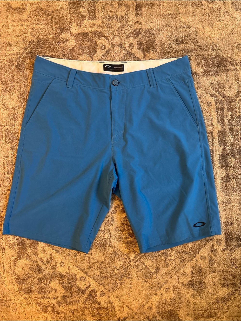 Oakley Teal-Blue Flat Front Performance Shorts